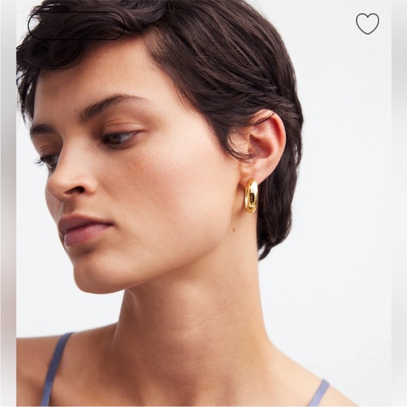 Madewell Demi-Fine Chunky Medium Hoop Earrings 14k gold over sterling silver - Picture 2 of 7